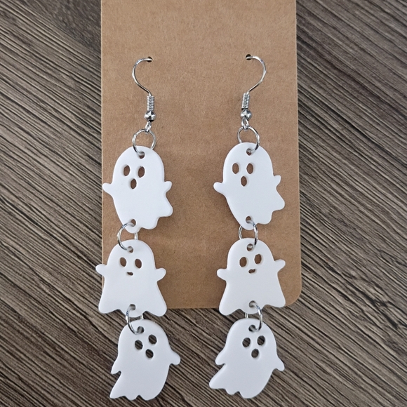 Jewelry - White Dangle Ghost Earrings